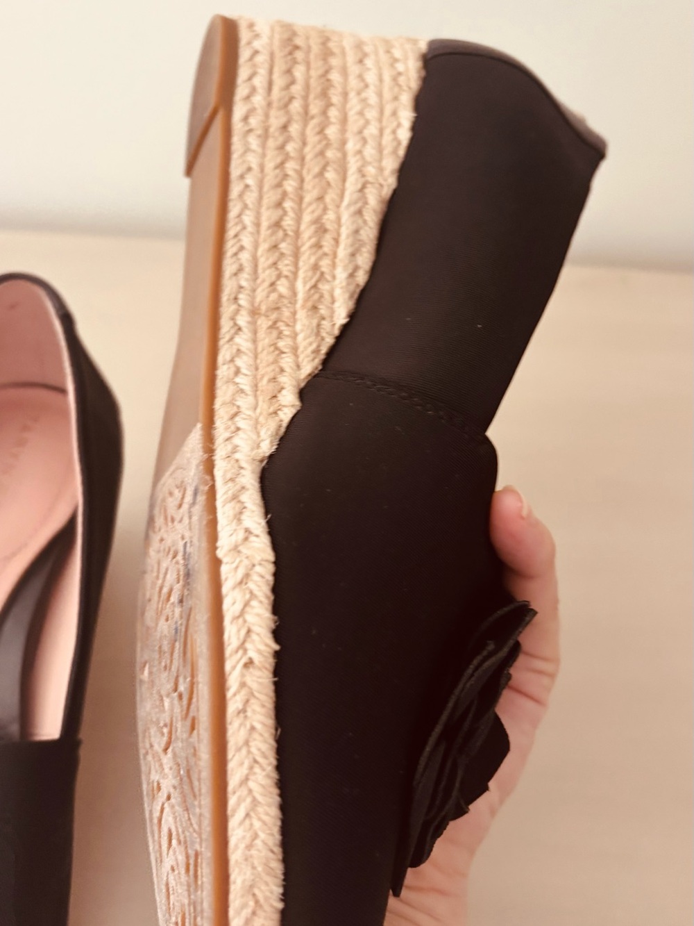 Taryn Rose Black Floral Espadrille Slip-Ons - Picture 4 of 7